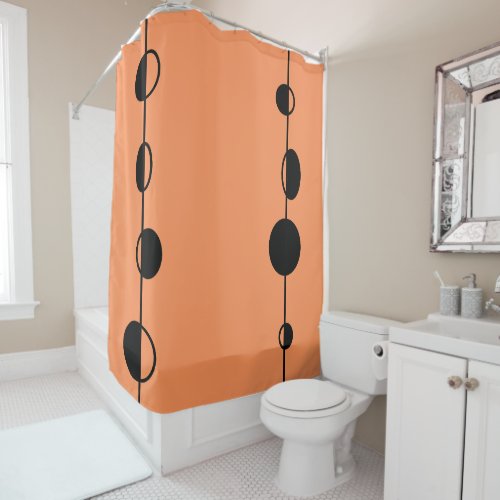 Black dots and vertical lines on Orange Shower Curtain