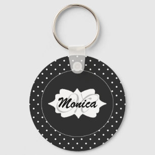 Black Dots Basic Round Button Keychain