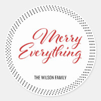 Black Dots Border Merry Everything Holiday Classic Round Sticker