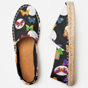 black dots butterfly print espadrilles