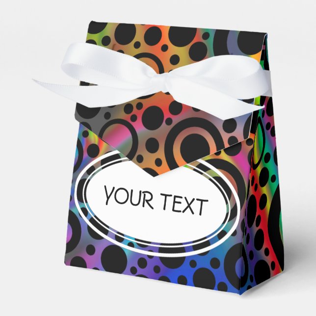 Black Dots & Circle Pattern + your text & backgr. Favor Boxes (Front Side)