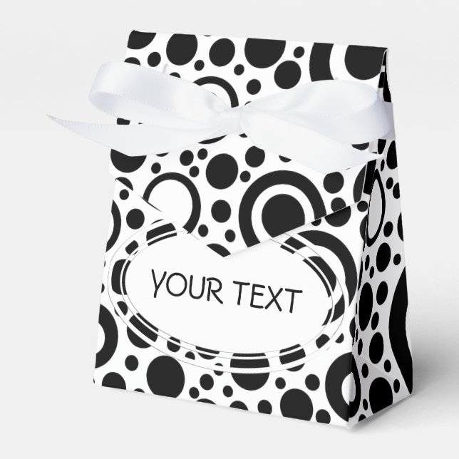 Black Dots & Circle Pattern + your text & backgr. Favor Boxes (Front Side)