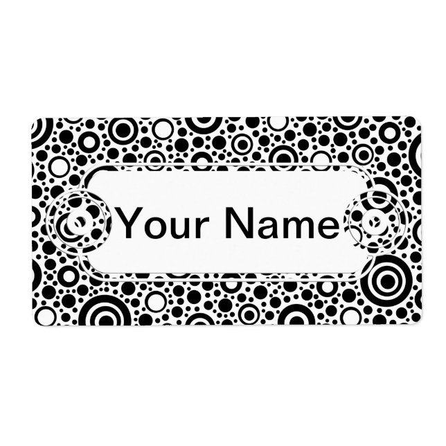 Black Dots & Circle Pattern + your text & backgr. Label (Front)