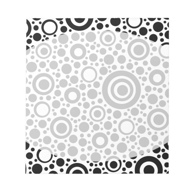 Black Dots & Circle Pattern + your text & backgr. Notepad (Front)