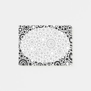 Black Dots & Circle Pattern + your text & backgr. Post-it Notes