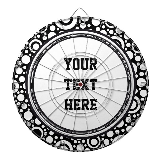 Black Dots & Circles Grid + your backgr. & text Dart Board (Front)