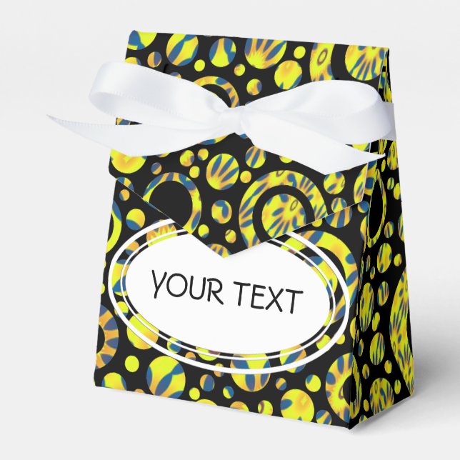 Black Dots & Circles Grid + your backgr. & text Favor Boxes (Front Side)