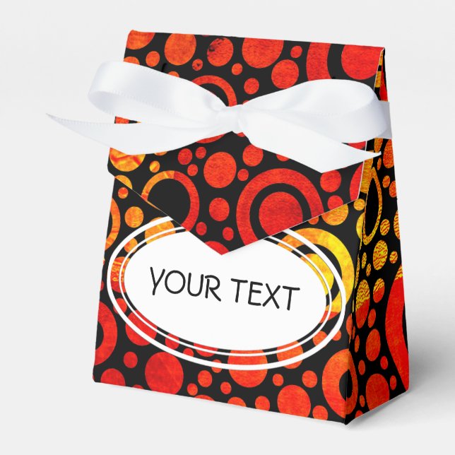 Black Dots & Circles Grid + your backgr. & text Favor Boxes (Front Side)