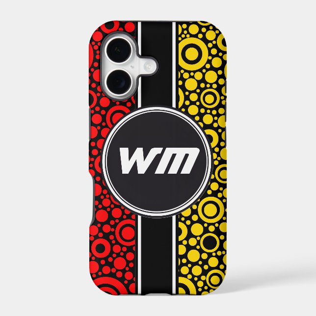 Black Dots & Circles Grid + your backgr. & text Iphone Case (Back)