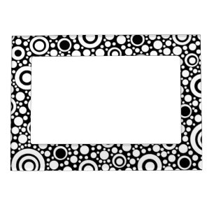 Black Dots & Circles Grid + your backgr. & text Magnetic Photo Frame