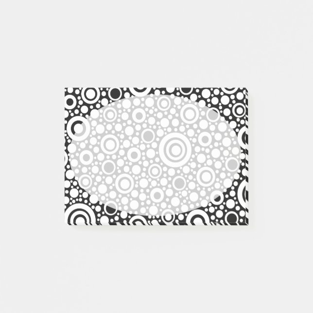 Black Dots & Circles Grid + your backgr. & text Post-it Notes (Front)