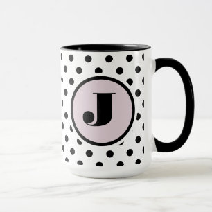 Black Dots Custom Monogram Mug