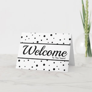 Black Dots Falling Sparkles Polka Dots Welcome Card