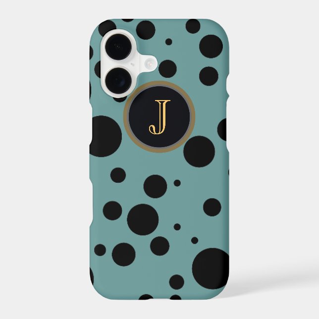 black dots on blue monogrammed Case-Mate iPhone case (Back)