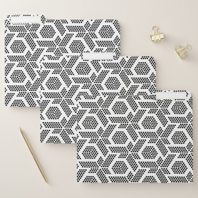 Black dots on white geometric pattern file folder (Set)