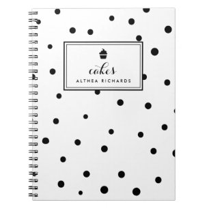 Black Dots Pattern Baking Recipe Notebook