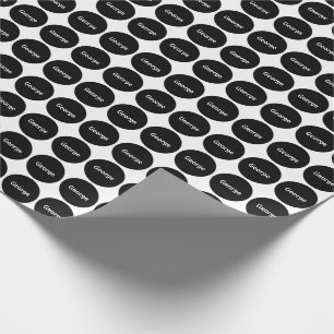 Black Dots Pattern On White With Name Wrapping Paper