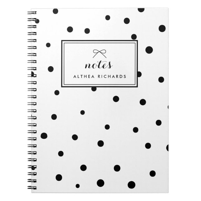 Black Dots Pattern Personalized Notebook (Front)