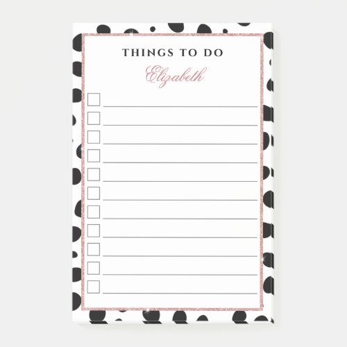 Black Dots Rose Gold Glitter To Do List Post_it Notes