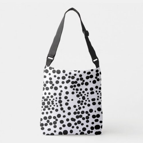 Black dots white background cow dalmatian dog crossbody bag