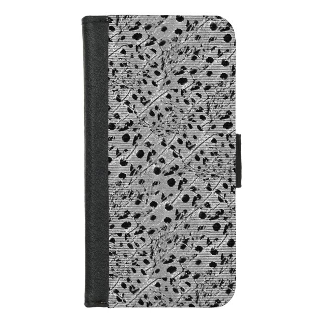 Black Dotted  iPhone Wallet Case (Front)