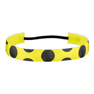 Black Dotted Stylish 1" Yellow Athletic Headband