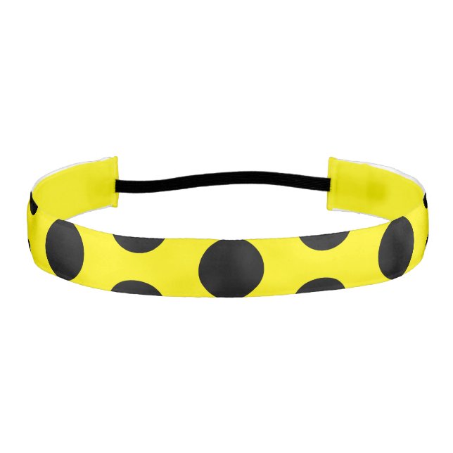 Black Dotted Stylish 1" Yellow  Athletic Headband (Front)