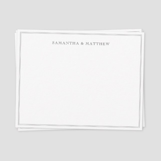 Black Double Border Couple  Note Card (Classic vintage double border couple note card)