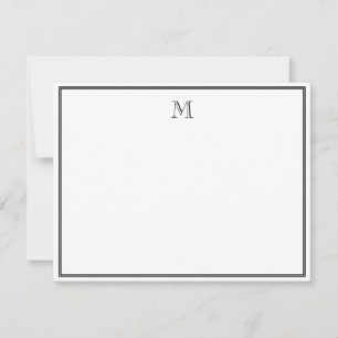 Black Double Border Vintage Monogram Note Card