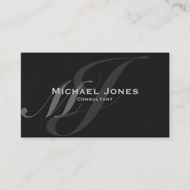Black Double Monogram  Modern Business Card (Front)