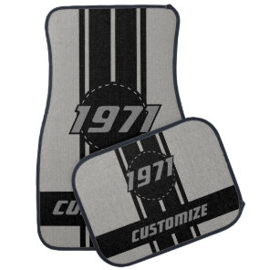 Black Double Race Stripes | Personalize Car Mat
