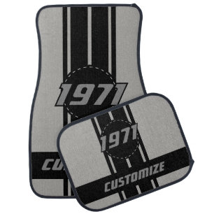 Black Double Race Stripes   Personalize Car Mat