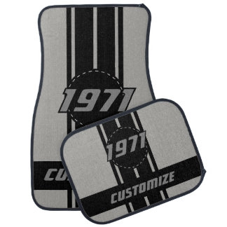 Black Double Race Stripes | Personalize Car Mat