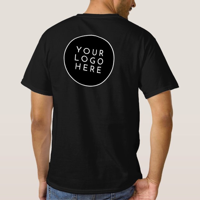 Black Double-Sided Custom Company Logo Staff Name T-Shirt (Back)