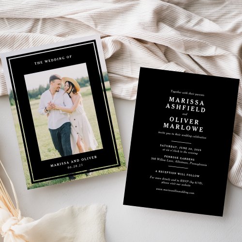 Black Double_Sided Framed Photo Wedding Website Invitation
