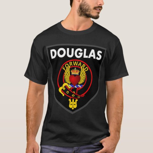Black Douglas T with Crowned Winged Heart logo T_S T_Shirt