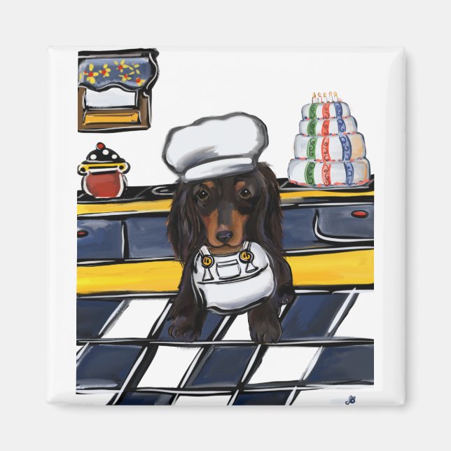 Black Doxie Chef Magnet (Front)