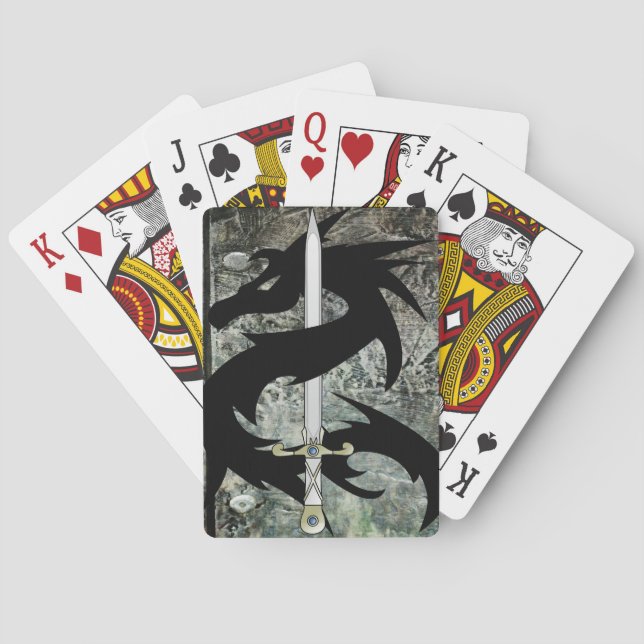 Black Dragon and Sword Poker Cards (Back)