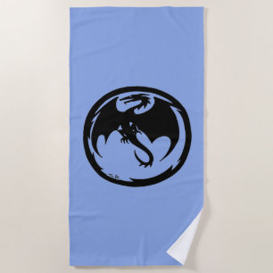 Black Dragon blue beach towel