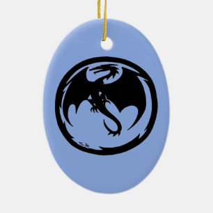 Black Dragon blue ceramic ornament