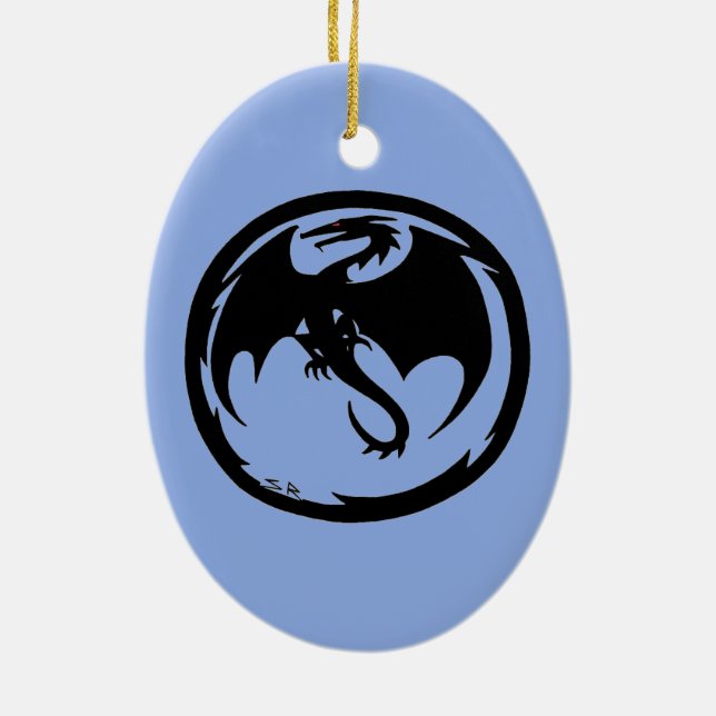 Black Dragon blue ceramic ornament (Back)