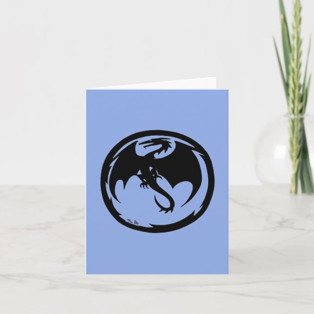 Black Dragon blue greeting card (Front)