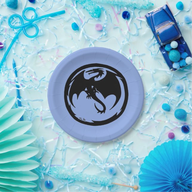 Black Dragon blue paper plates (Party)