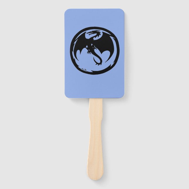 Black Dragon blue rectangle hand fans (Front)