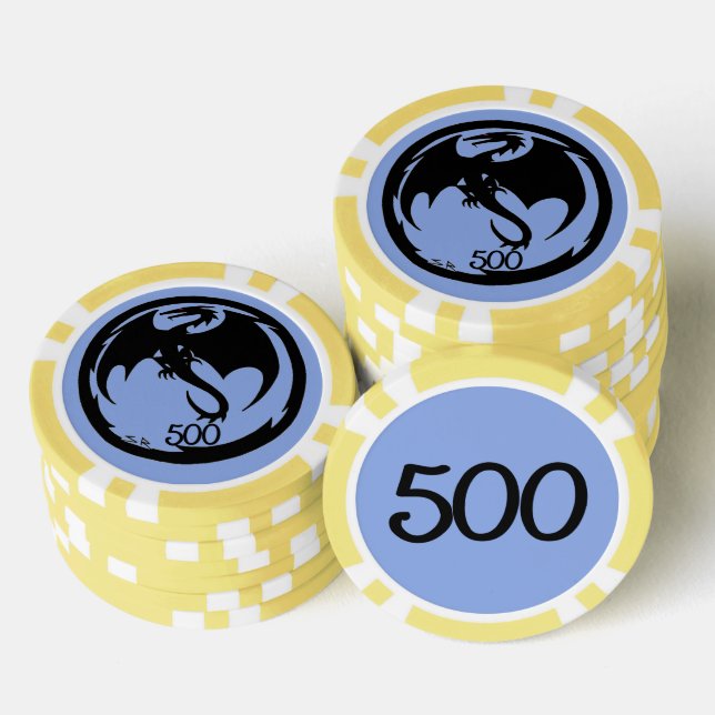Black Dragon blue yellow 500 striped poker chip (Stack)