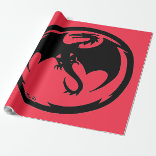 Black Dragon coral glossy wrapping paper large