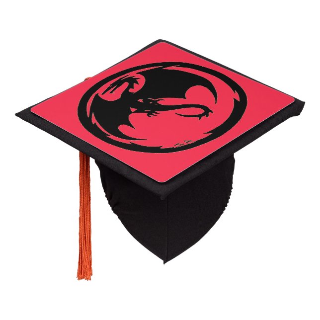 Black Dragon coral graduation cap (Angled)
