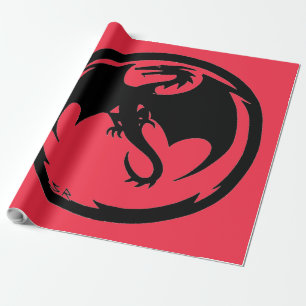 Black Dragon coral matte wrapping paper large