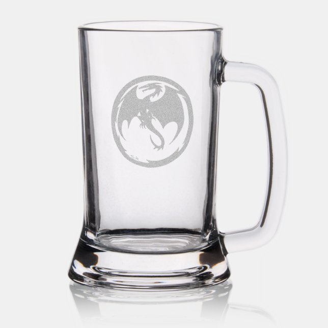 Black Dragon etched glass beer mug stein (Glassware)