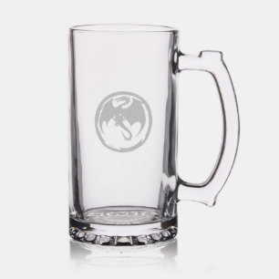 Black Dragon etched glass stein